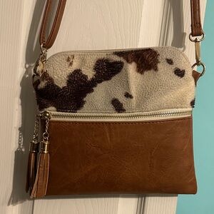 Jen & Co. Cow Print and Leather Purse